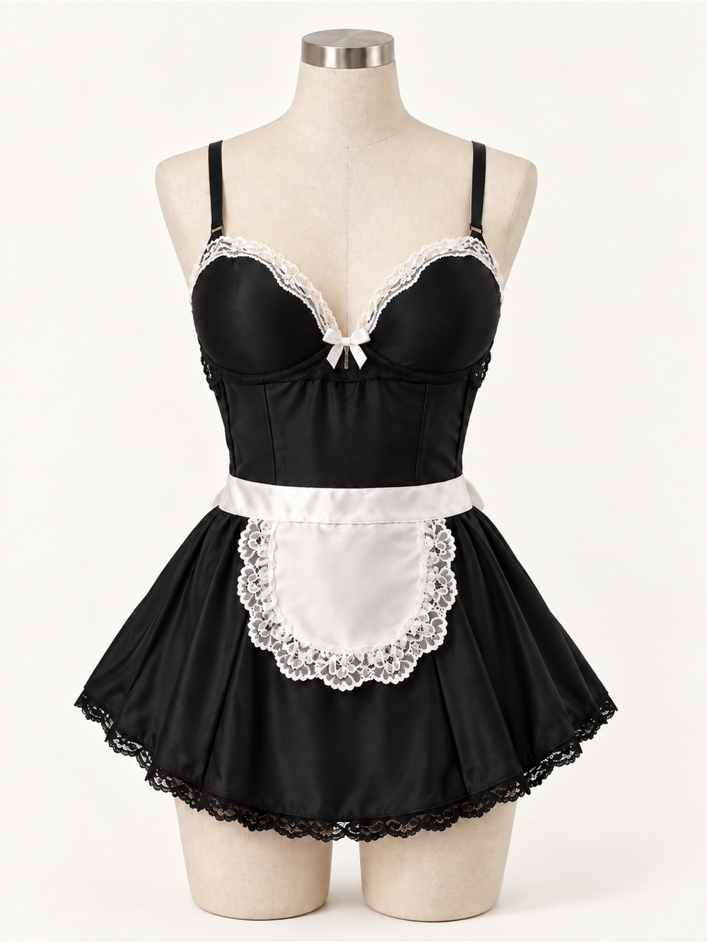 NWT French Affair Black & White Maid Dress with Thong | Size M